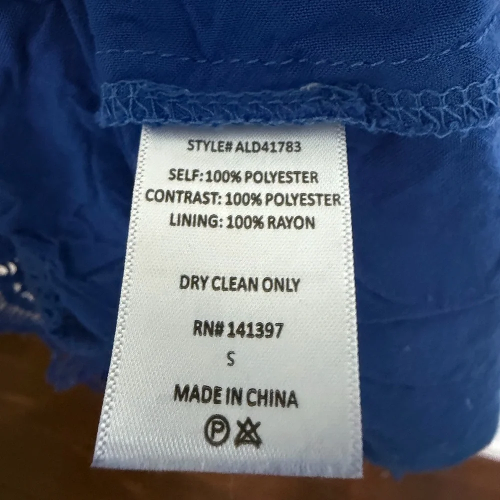 ASTR Blue Lace Up Crochet Slip Dress Spaghetti Straps Boho Festival Size S - Picture 9 of 9